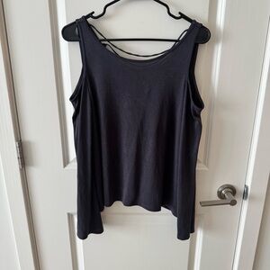 Dark Blue Off the Shoulder Top with Criss Crossed Back from Hollister